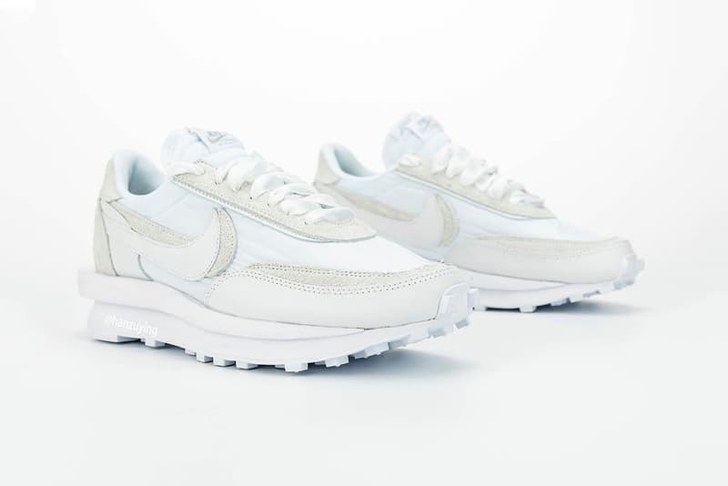 sacai x Nike LDWaffle "White" Closer Look Release Date Sneaker Chitose Abe Collaboration White Grey 