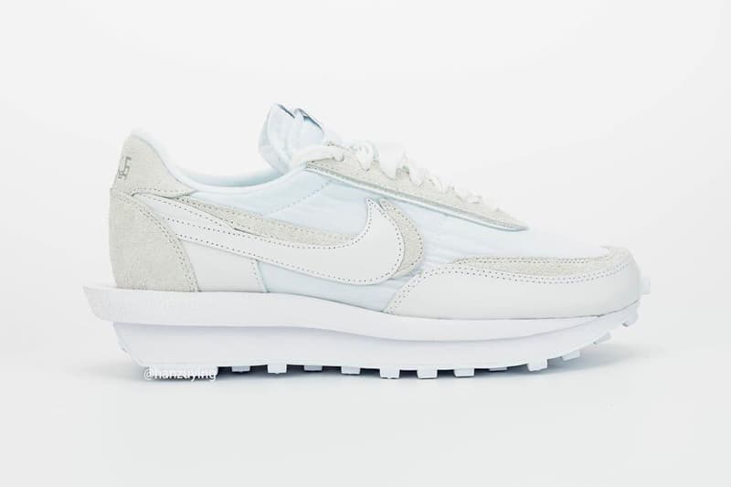 sacai x Nike LDWaffle "White" Closer Look Release Date Sneaker Chitose Abe Collaboration White Grey 