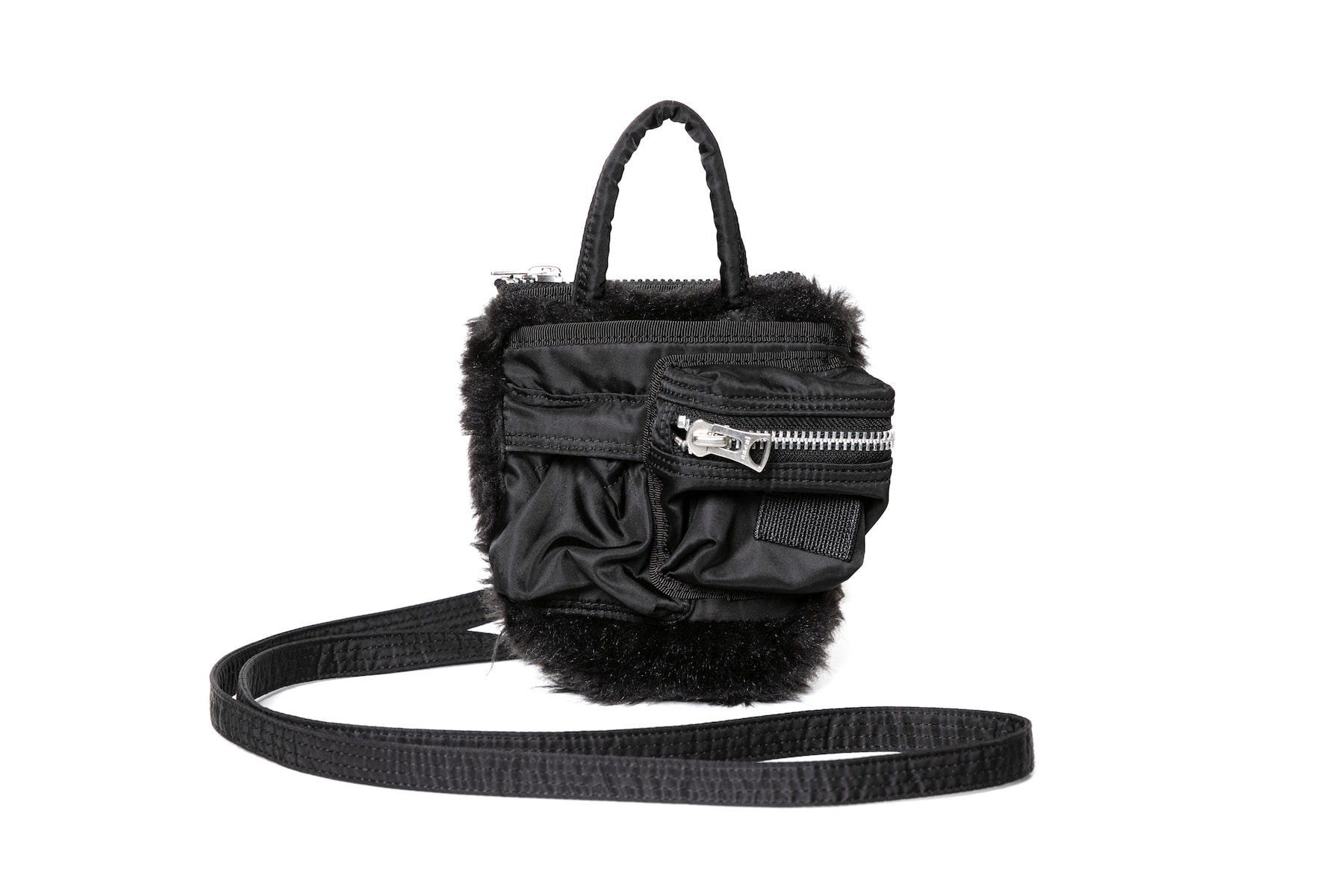 sacai x Porter Bag Collaboration Nylon Zip Pouch Furry Olive Green Black Accessory