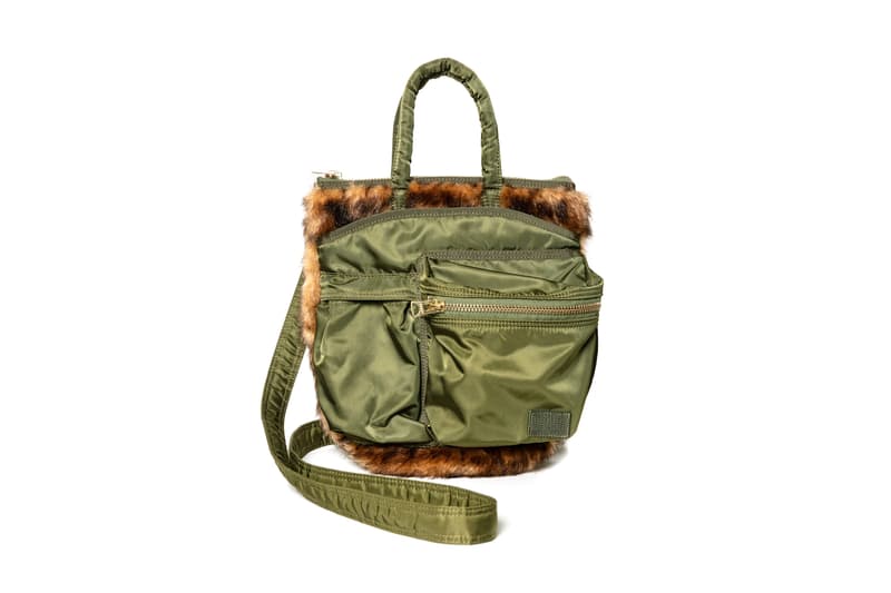 sacai x Porter Bag Collaboration Nylon Zip Pouch Furry Olive Green Black Accessory