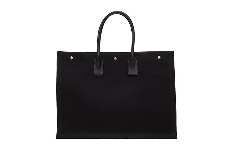 Saint Laurent Logo Canvas Tote Bag Black Beige White Print YSL Big Bag Designer