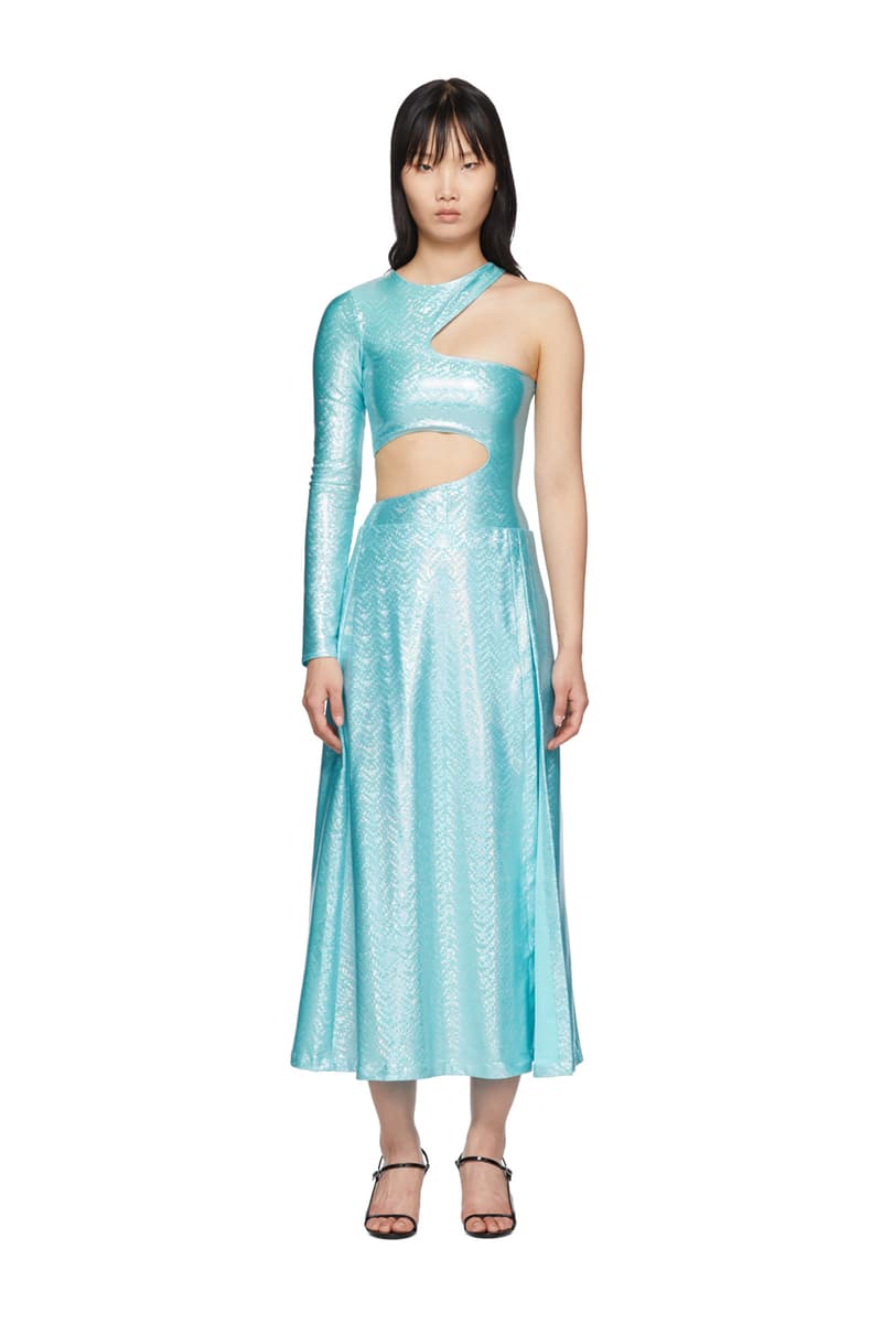 SSENSE Exclusive Saks Potts Asymmetric Jumpsuit and Skirt Set Blue