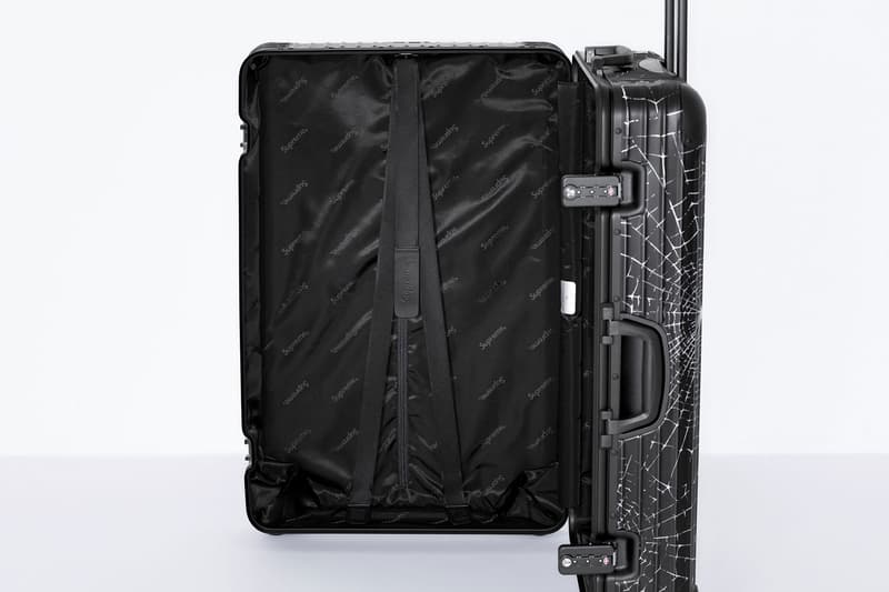 supreme rimowa collaboration suitcases check in carry on black bags travel