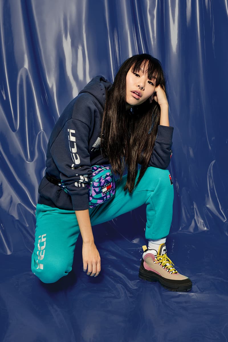 Tommy Hilfiger Jeans Sport Tech Denim Collection Hoodie Navy Blazer Sweatpants Teal Blue