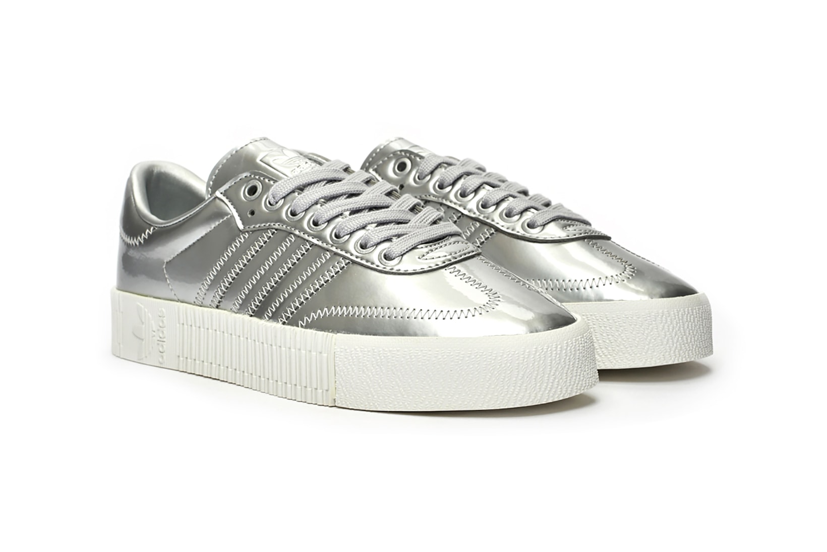 adidas originals sambarose sneakers silver metallic shoes footwear