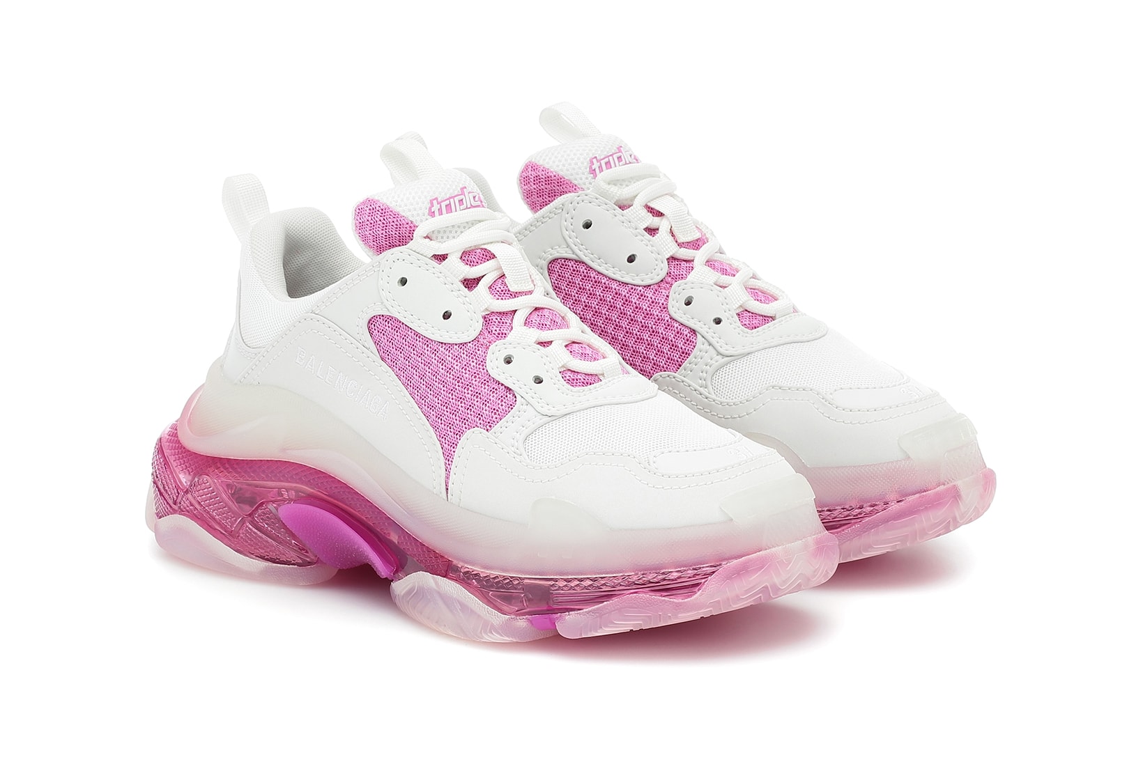 balenciaga triple s chunky sneakers white pink pre spring 2020 shoes footwear sneakerhead