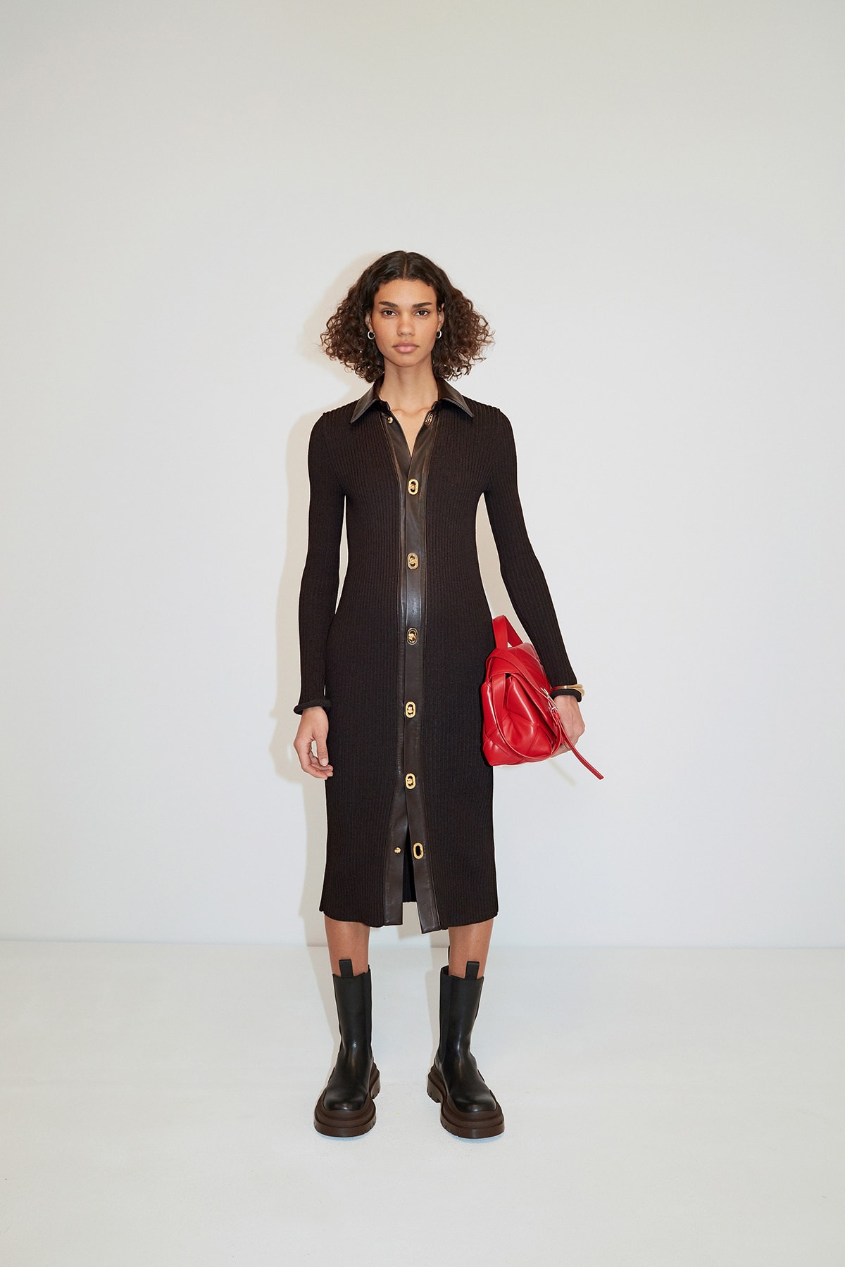 Bottega Veneta Pre-Fall 2020 Collection Lookbook Button Dress Black