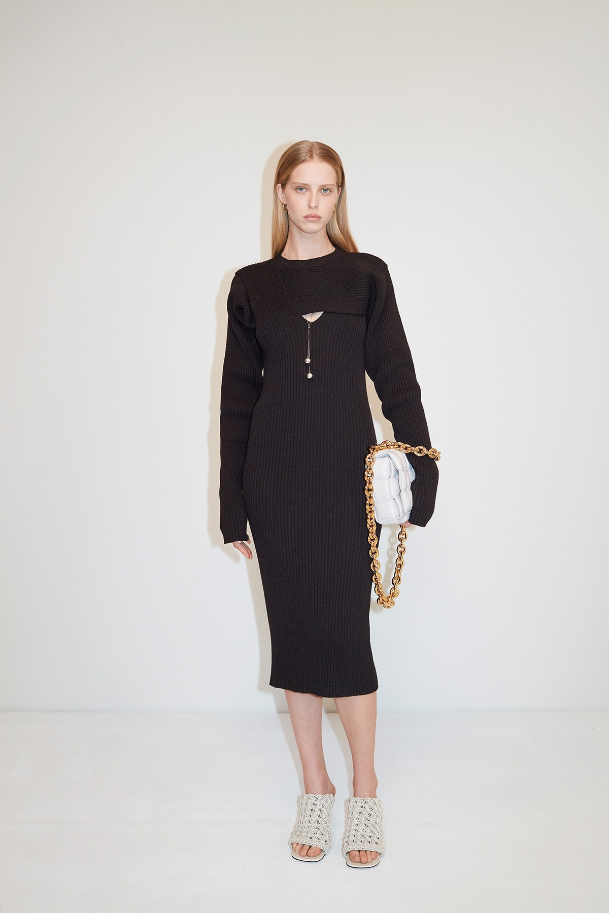 Bottega Veneta Pre-Fall 2020 Collection Lookbook Midi Dress Black