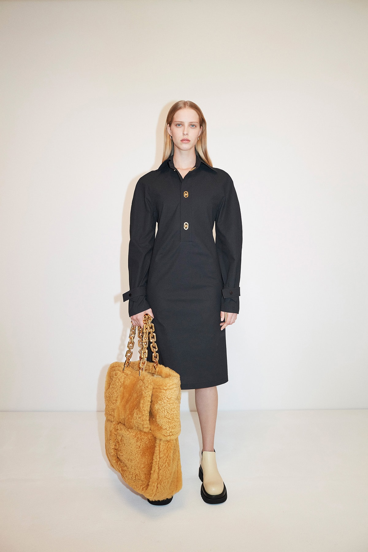 Bottega Veneta Pre-Fall 2020 Collection Lookbook Shirt Dress Black