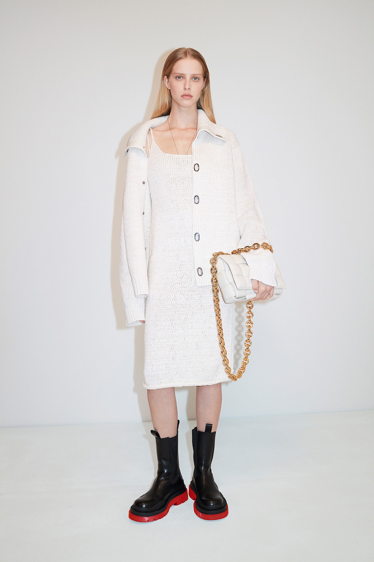 Bottega Veneta Pre-Fall 2020 Collection Lookbook Midi Dress White Shirt