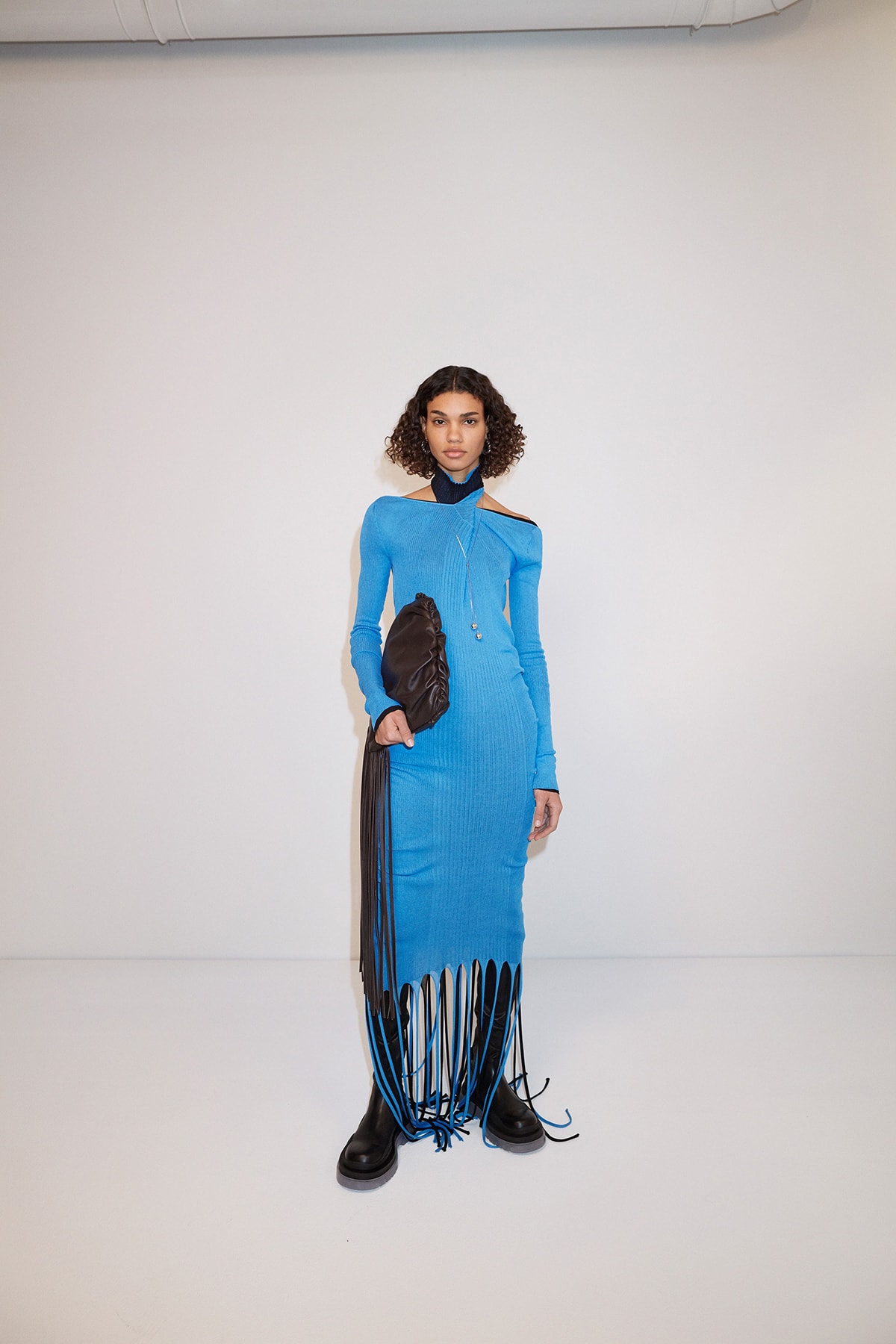 Bottega Veneta Pre-Fall 2020 Collection Lookbook Knit Dress Blue Fringe