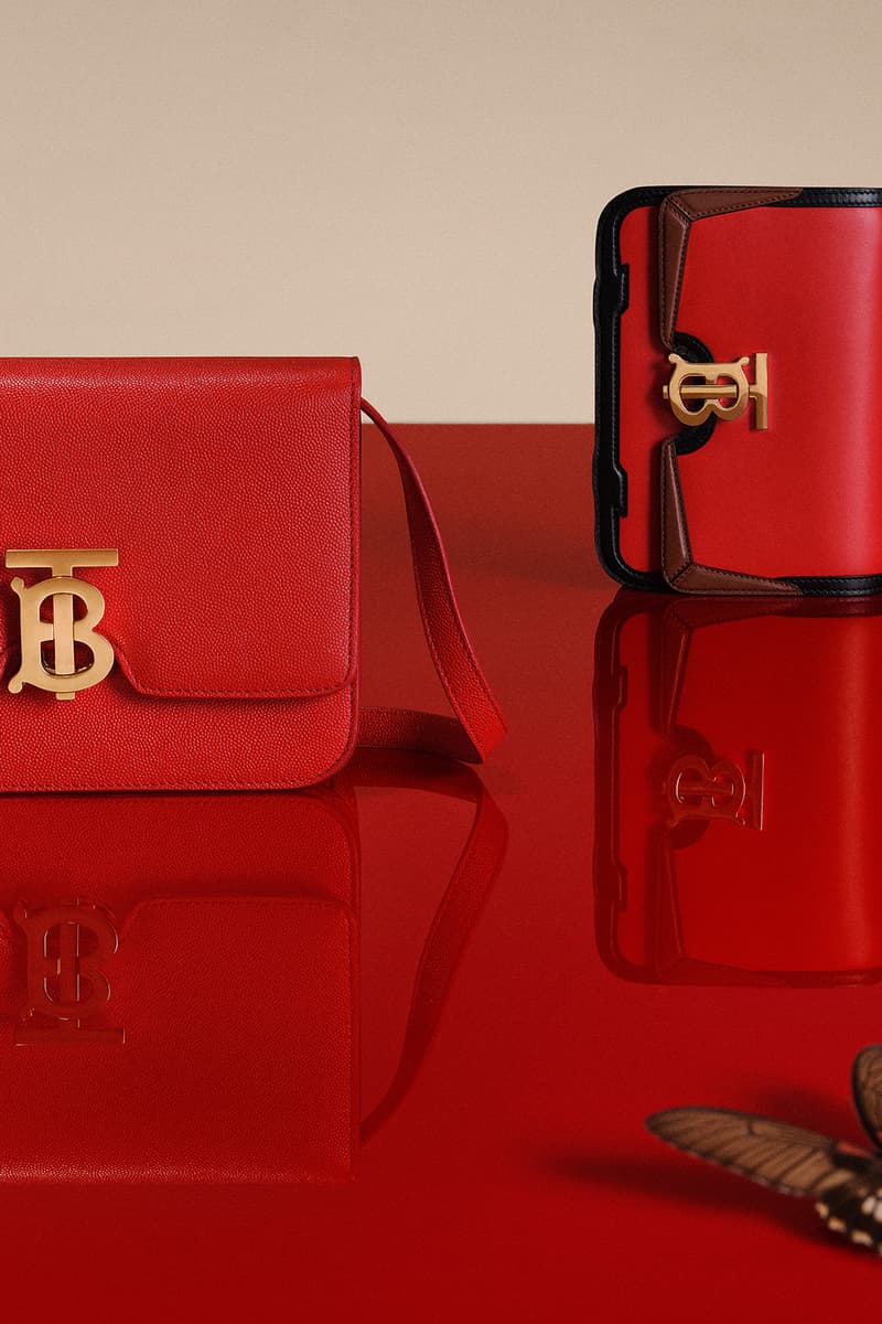 burberry chinese new year 2020 campaign union sneaker lola bag zhou dongyu liang jiyuan jackets scarf blazer red jewelry lola bag