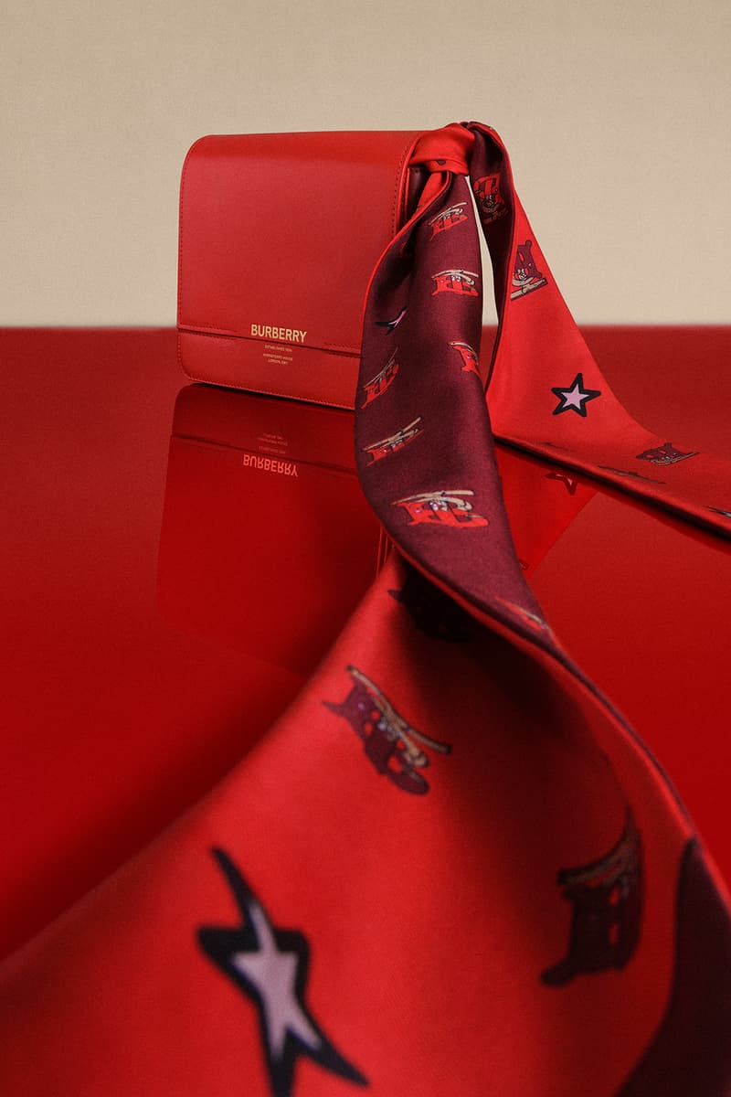 burberry chinese new year 2020 campaign union sneaker lola bag zhou dongyu liang jiyuan jackets scarf blazer red jewelry lola bag