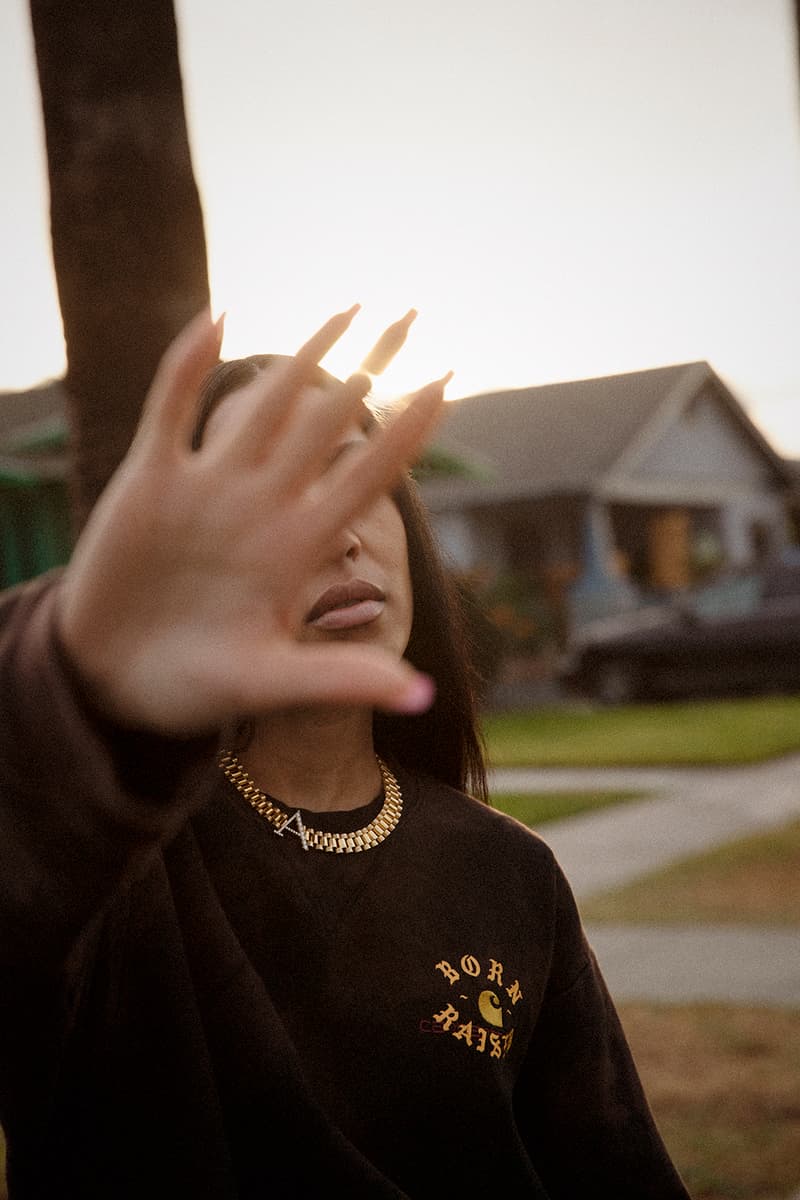 carhartt wip bornxraised collaboration lookbook aleali may kenneth cappello los angeles sweaters sweatpants