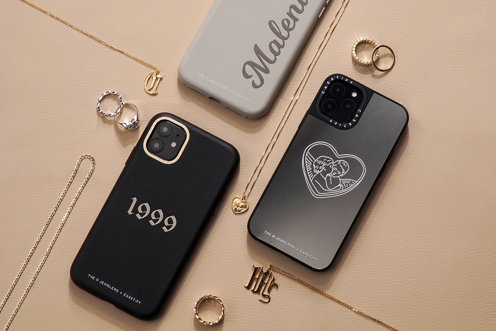 the m jewelers casetify collaboration apple iphone 11 case tech accessories rings necklaces black gold