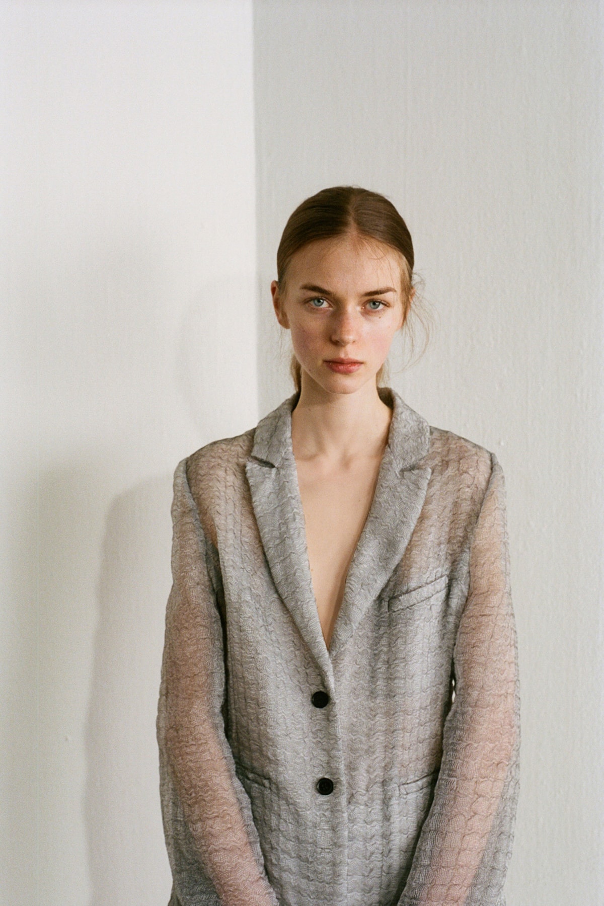 Cecilie Bahnsen Pre-Fall 2020 Collection Lookbook Sheer Blazer Grey