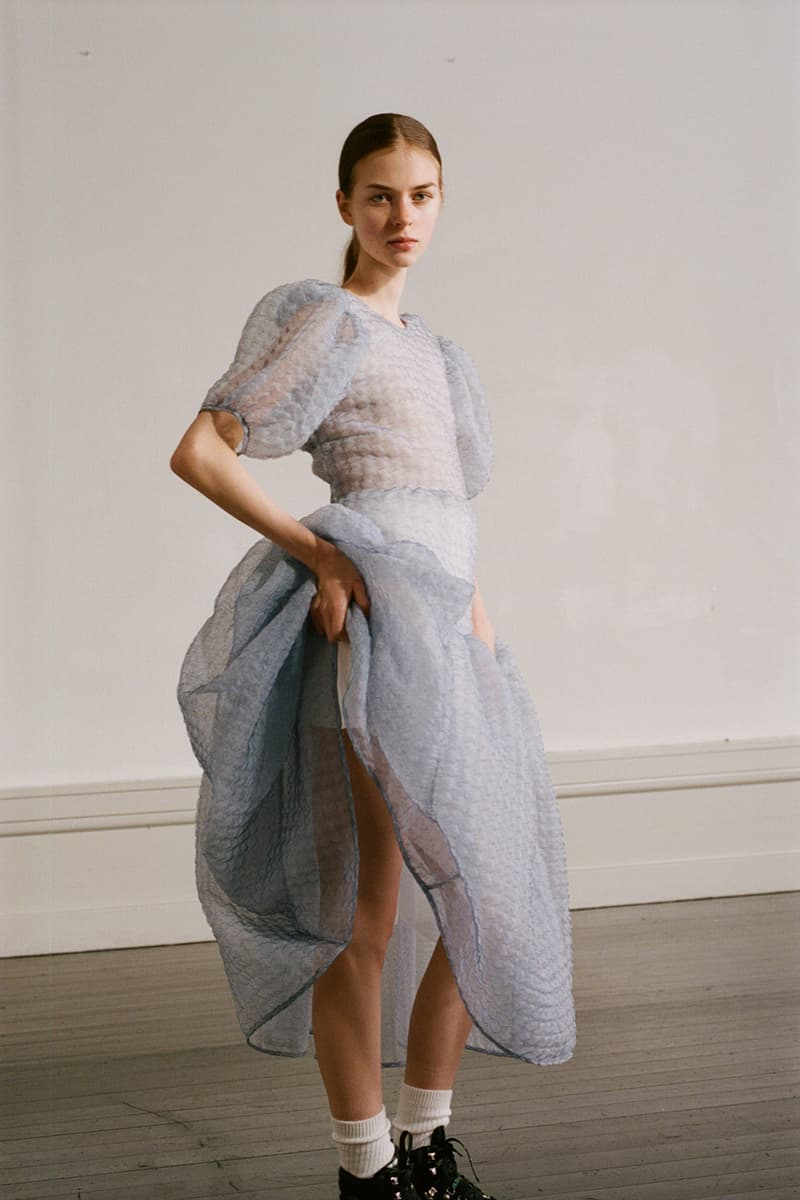 Cecilie Bahnsen Pre-Fall 2020 Collection Lookbook Puff Sleeve Dress Blue Grey