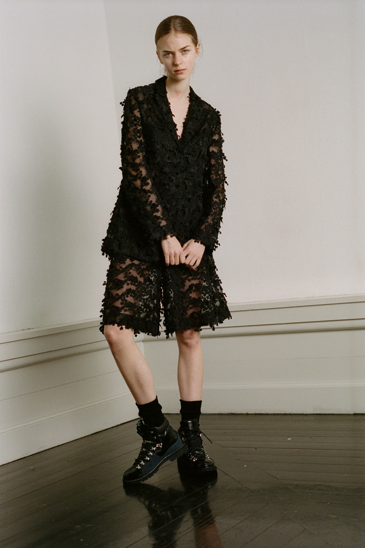 Cecilie Bahnsen Pre-Fall 2020 Collection Lookbook Blazer Shorts Sheer Black