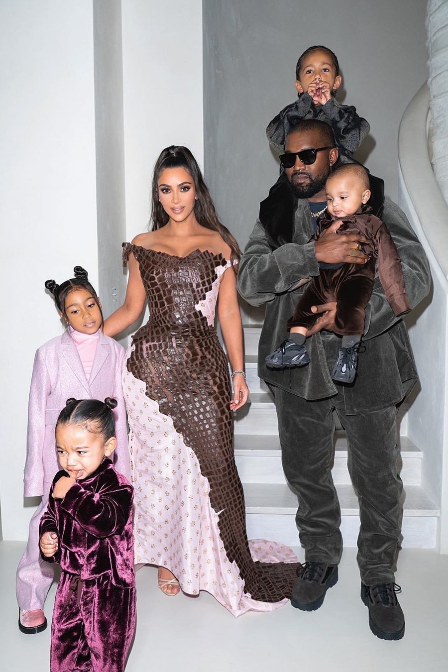 Kim Kardashian Kanye West Christas Eve Family Photo Children North Saint Chicago Psalm 2019 Holidays 