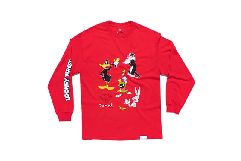 Looney Tunes x Diamond Supply Co. Collection Sylvester Bugs Bunny Daffy Duck Marvin the Martian Long Sleeve Red