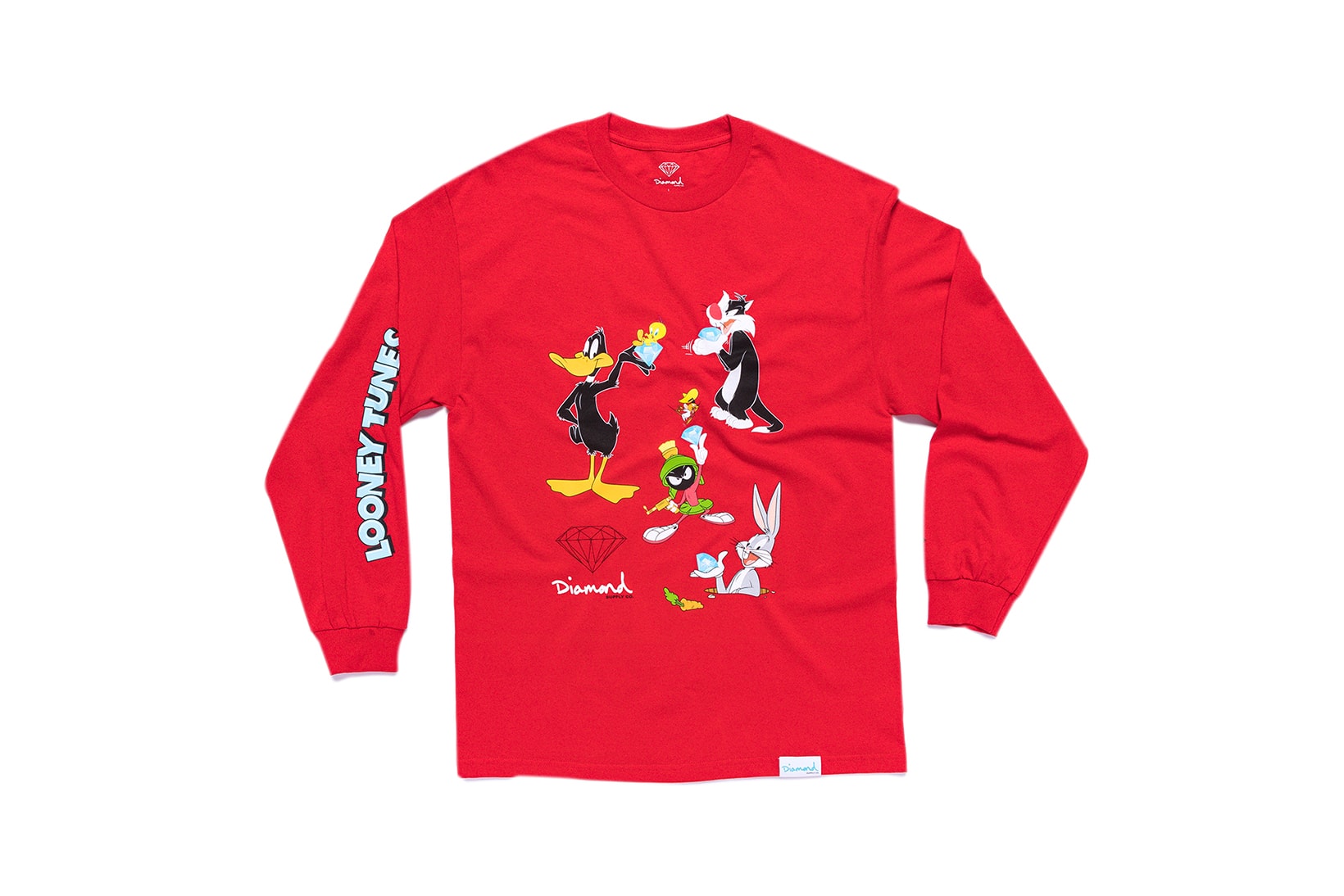 Looney Tunes x Diamond Supply Co. Collection Sylvester Bugs Bunny Daffy Duck Marvin the Martian Long Sleeve Red