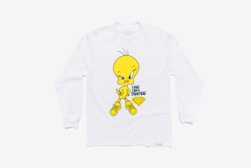 Looney Tunes x Diamond Supply Co. Collection Tweety Bird Long Sleeve Puddy-Tat White