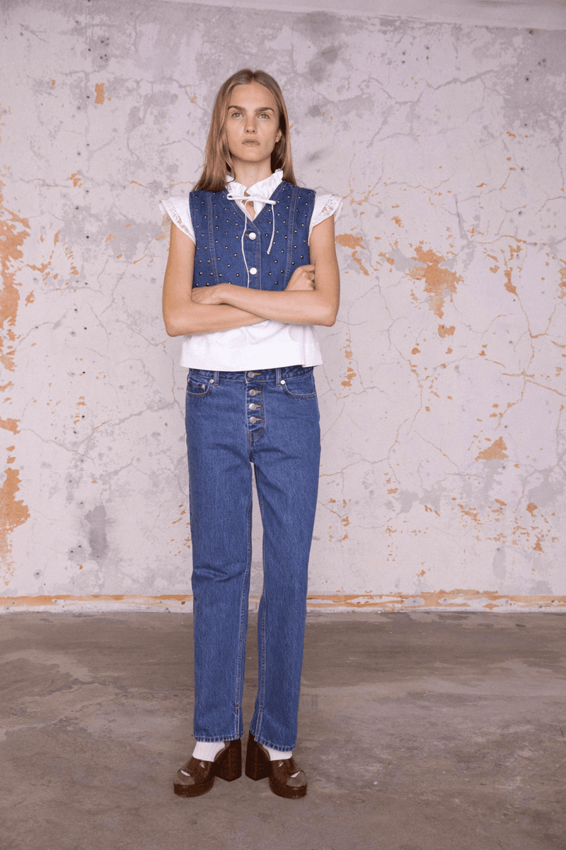 GANNI Pre-Fall 2020 Collection Lookbook Vest Pants Denim
