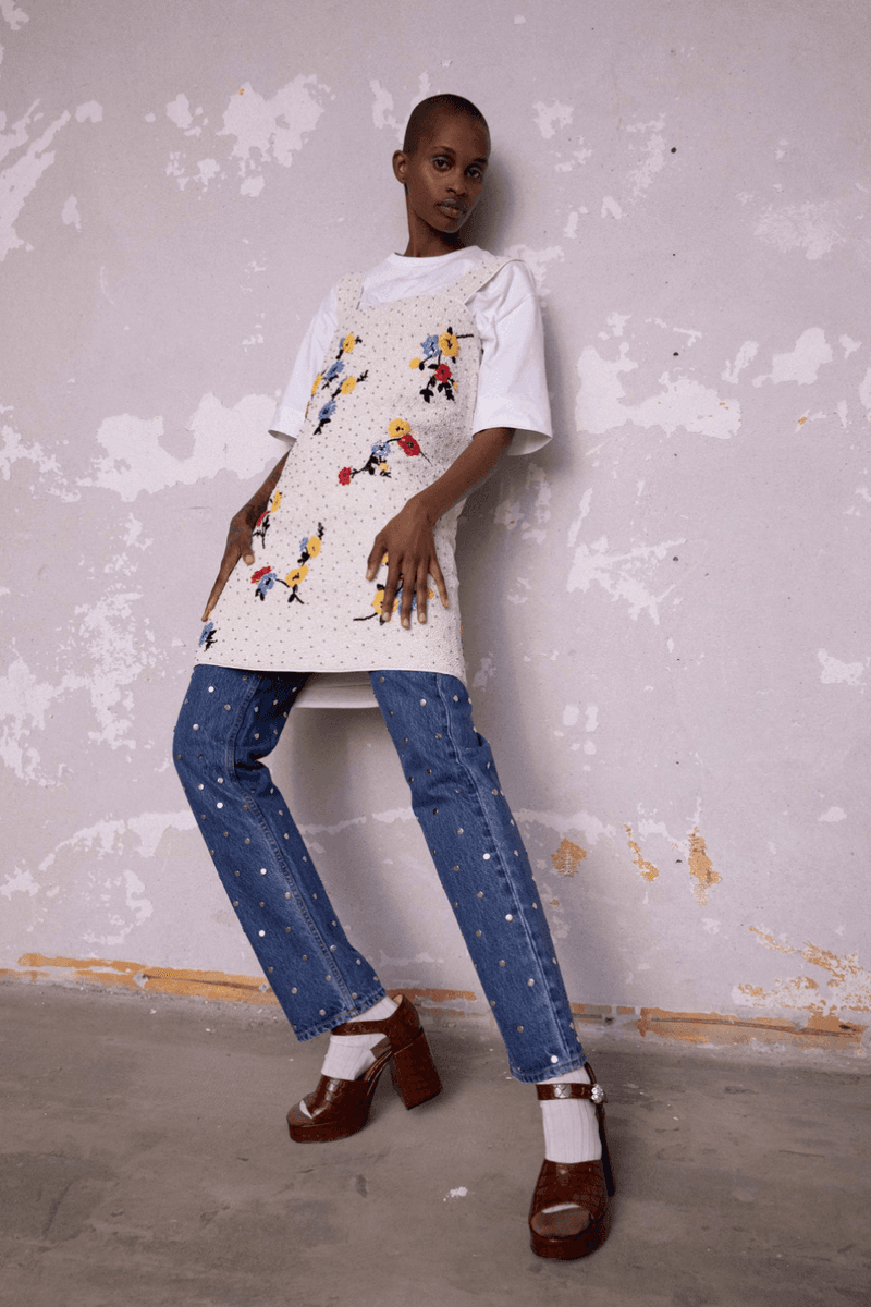 GANNI Pre-Fall 2020 Collection Lookbook Studded Pants Denim Sandal Platform