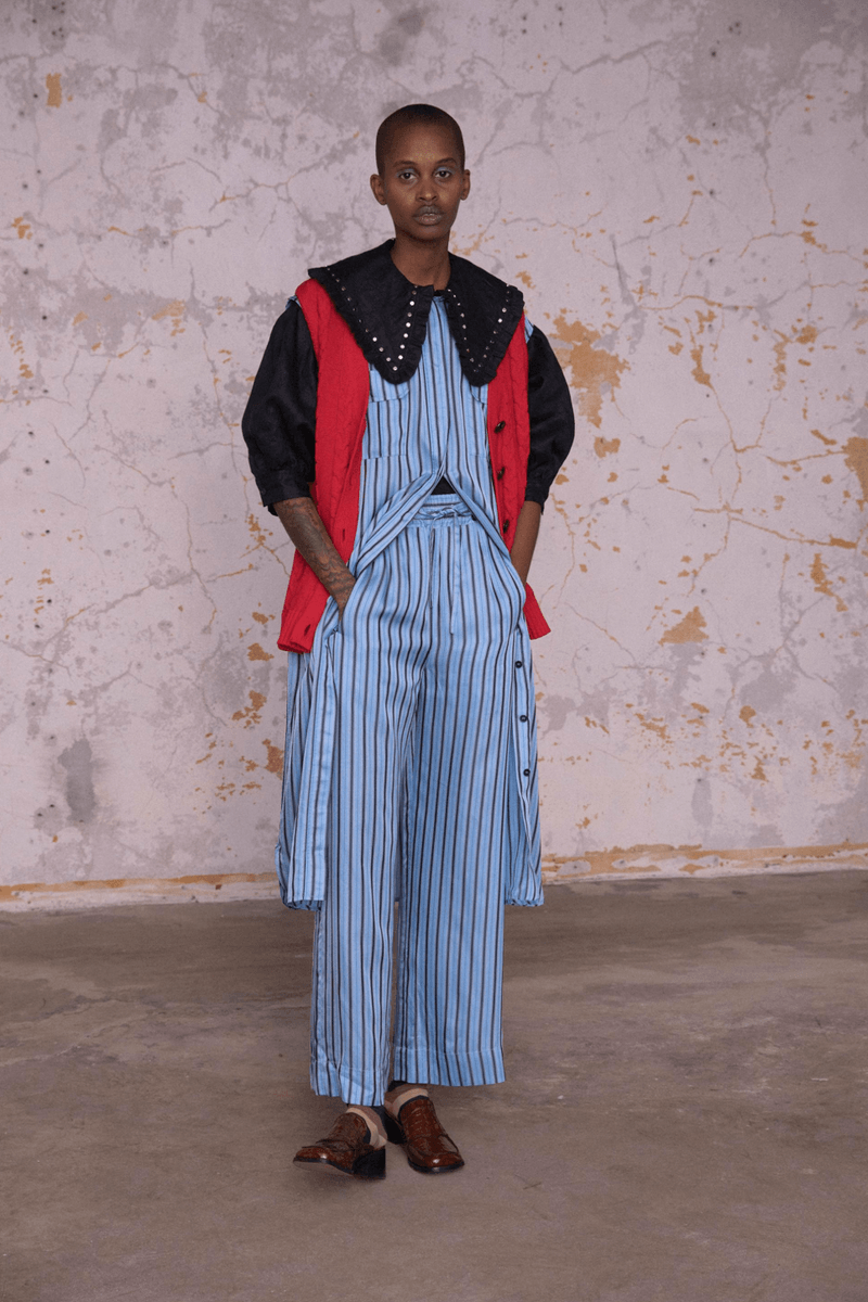 GANNI Pre-Fall 2020 Collection Lookbook Top Pants Striped Blue