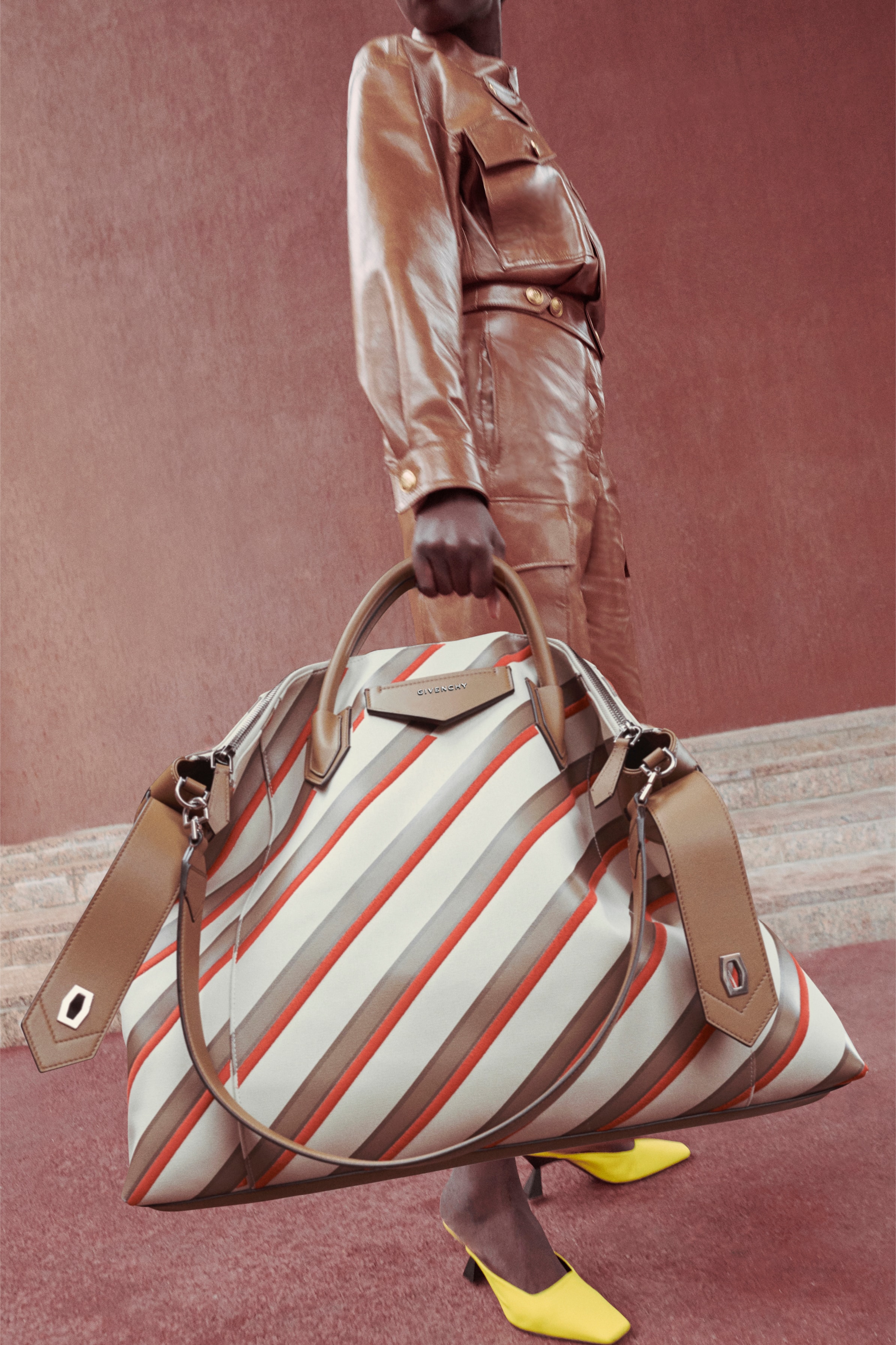 Givenchy Pre-Fall 2020 Collection Lookbook Antigona Soft Stripe Beige Red