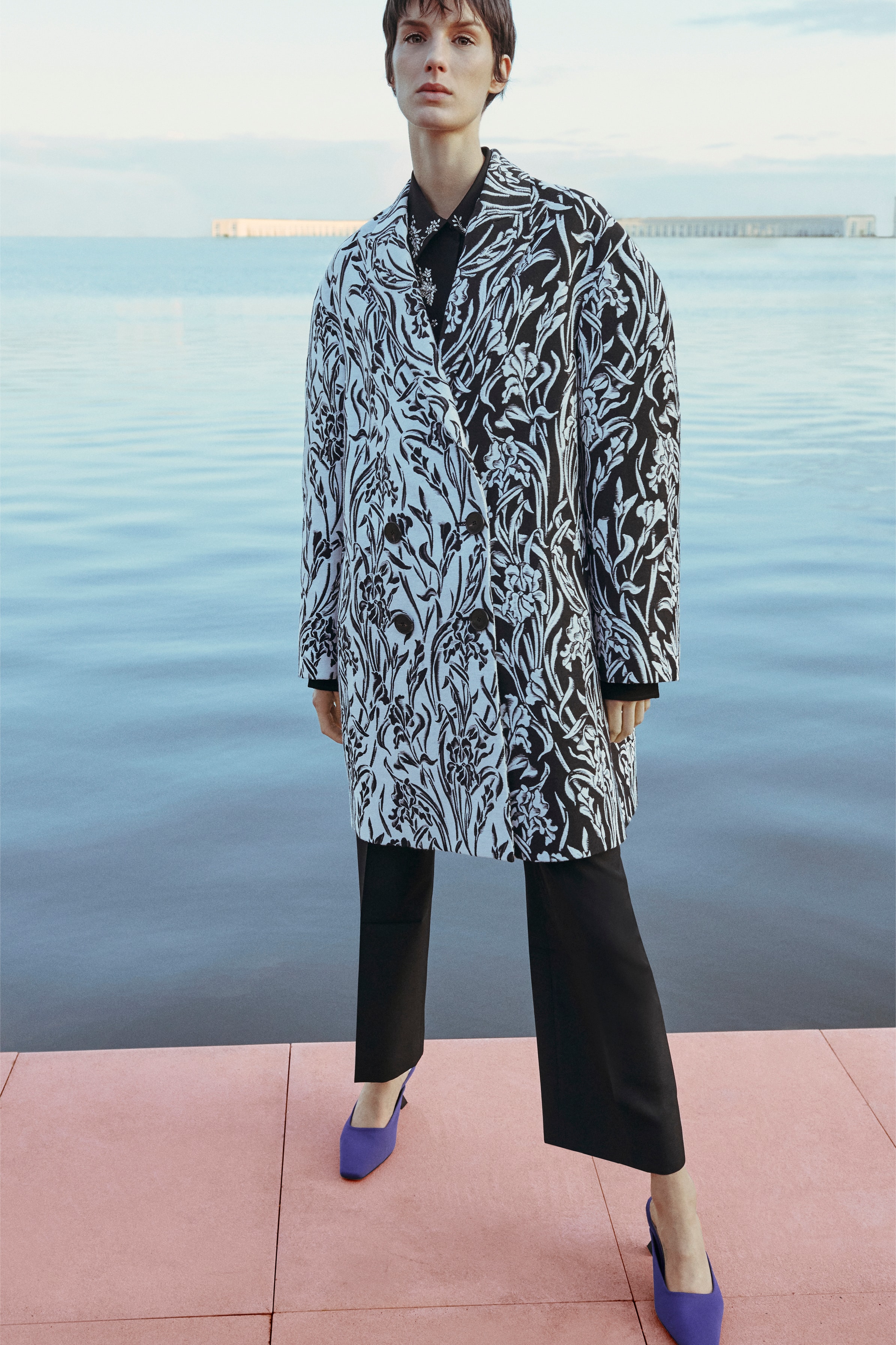 Givenchy Pre-Fall 2020 Collection Lookbook Cocoon Coat Iris Floral Print