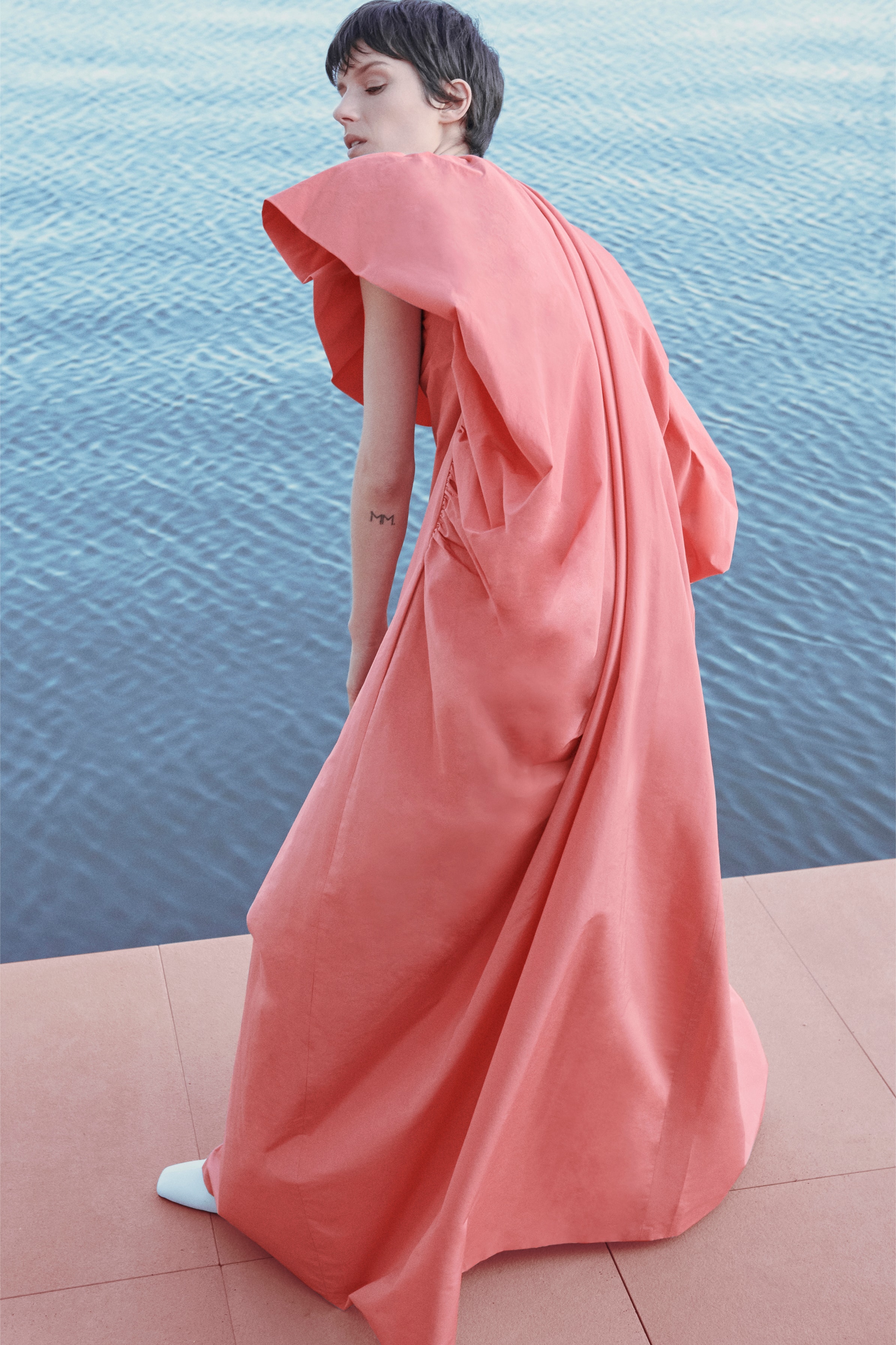 Givenchy Pre-Fall 2020 Collection Lookbook Draped Gown Peach