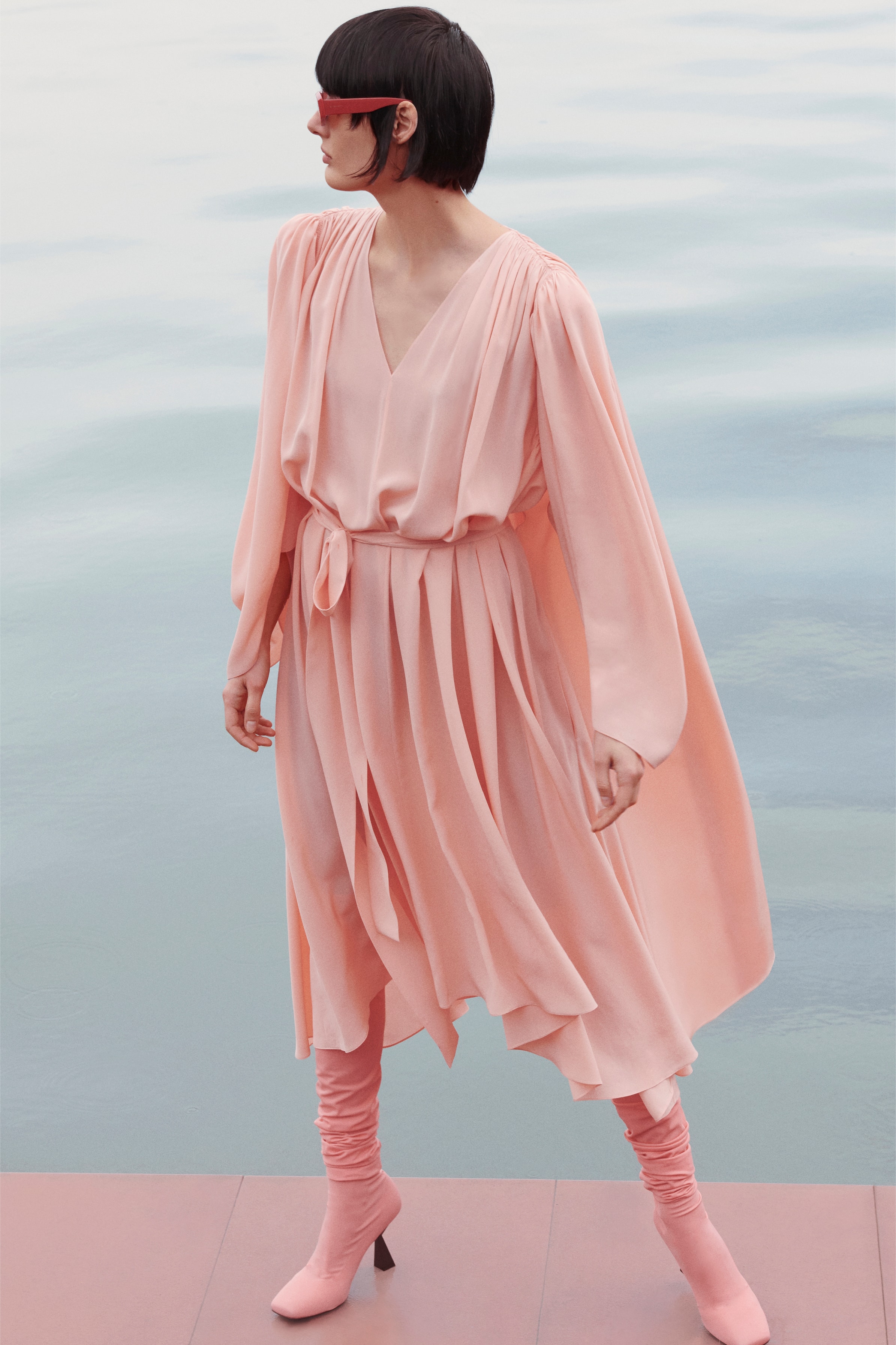 Givenchy Pre-Fall 2020 Collection Lookbook Draped Dress Peach