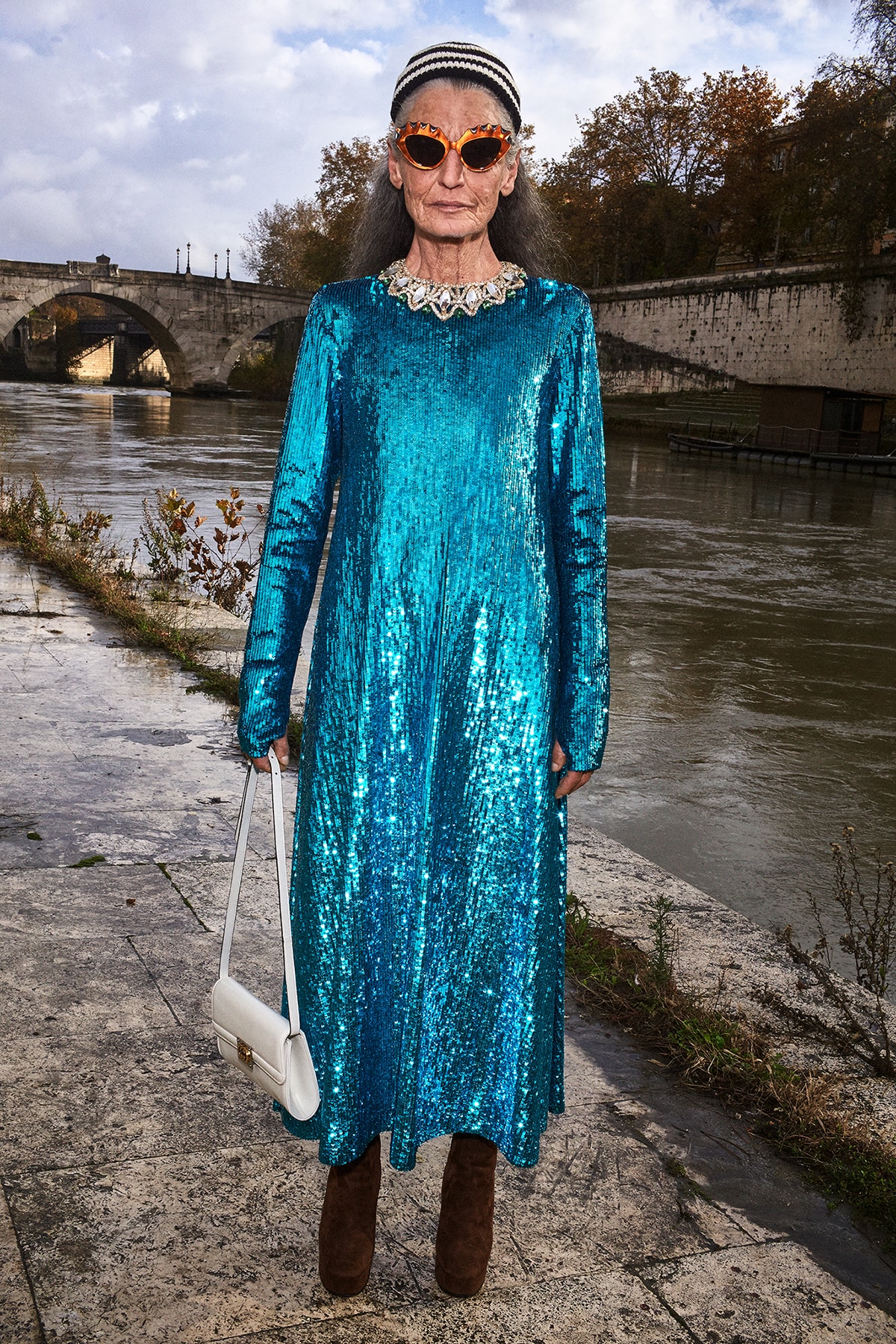 Gucci Pre-Fall 2020 Collection Lookbook Sequin Dress Blue Long Sleeve