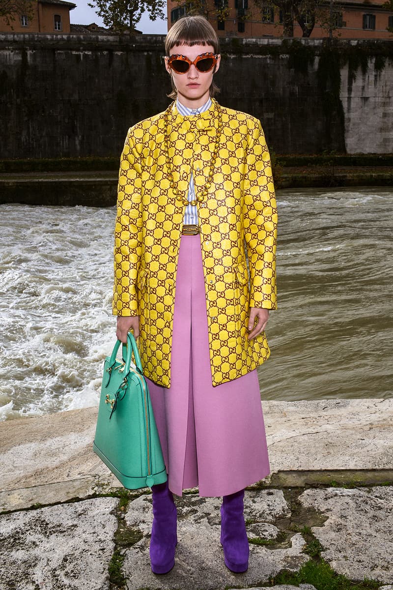 Gucci Pre-Fall 2020 Collection Lookbook GG Logo Coat Yellow