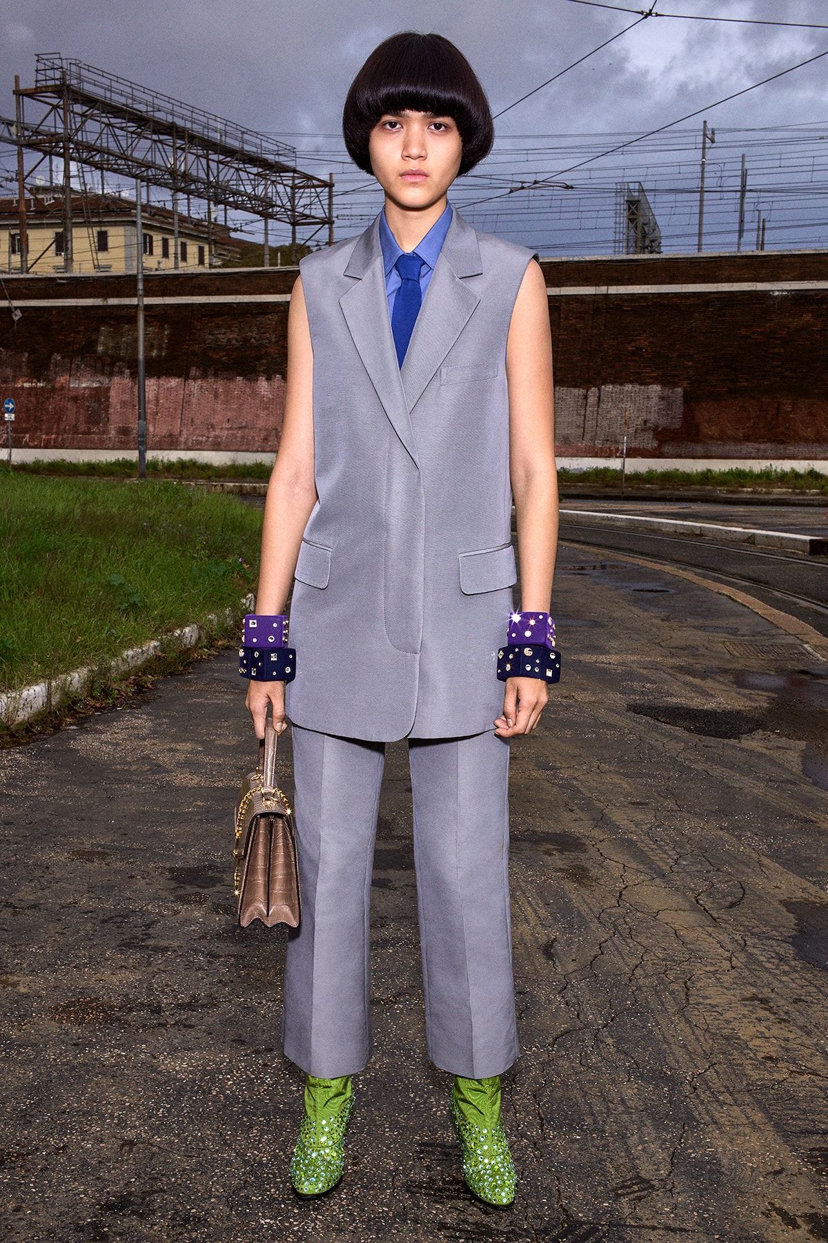Gucci Pre-Fall 2020 Collection Lookbook Vest Suit Grey