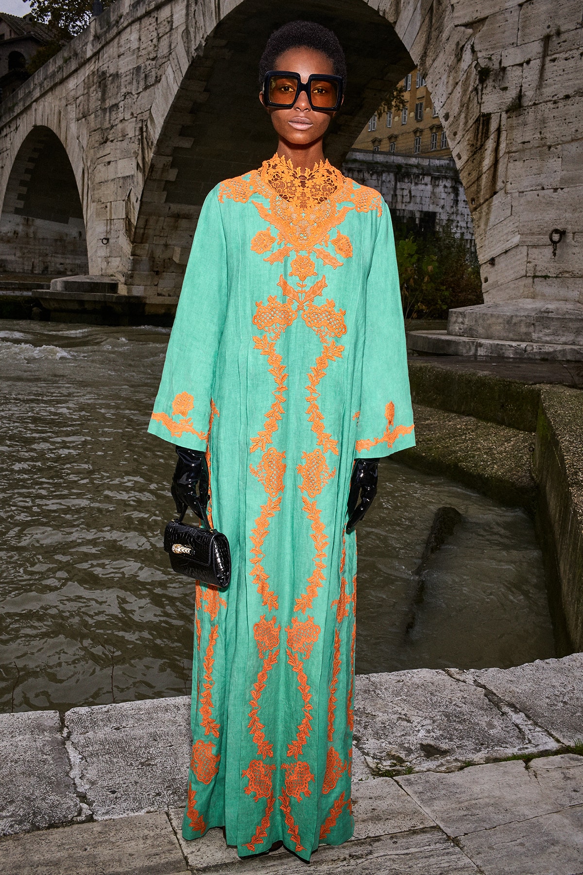 Gucci Pre-Fall 2020 Collection Lookbook Kaftan Dress Green Orange
