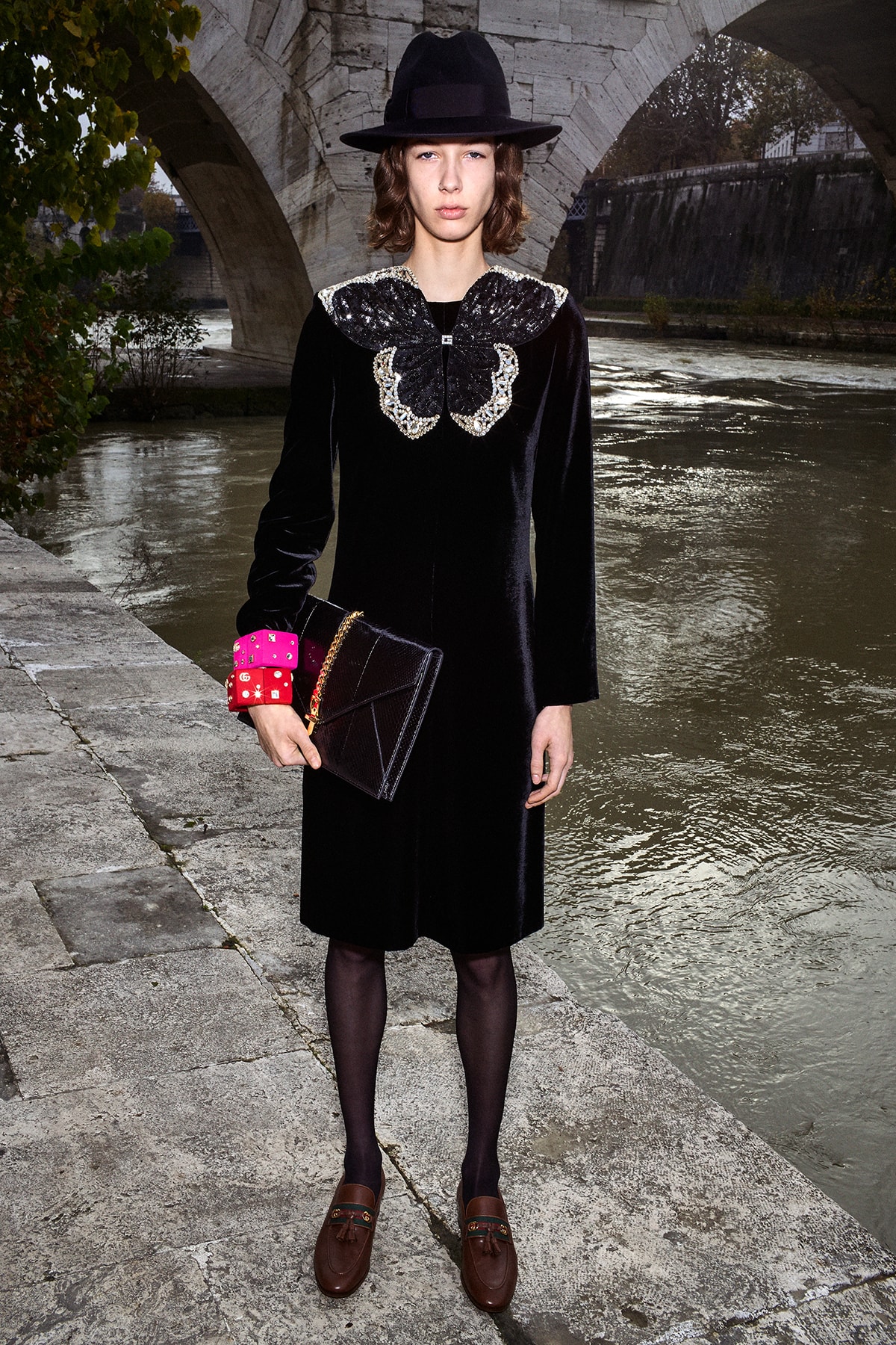 Gucci Pre-Fall 2020 Collection Lookbook Velvet Midi Dress Collar