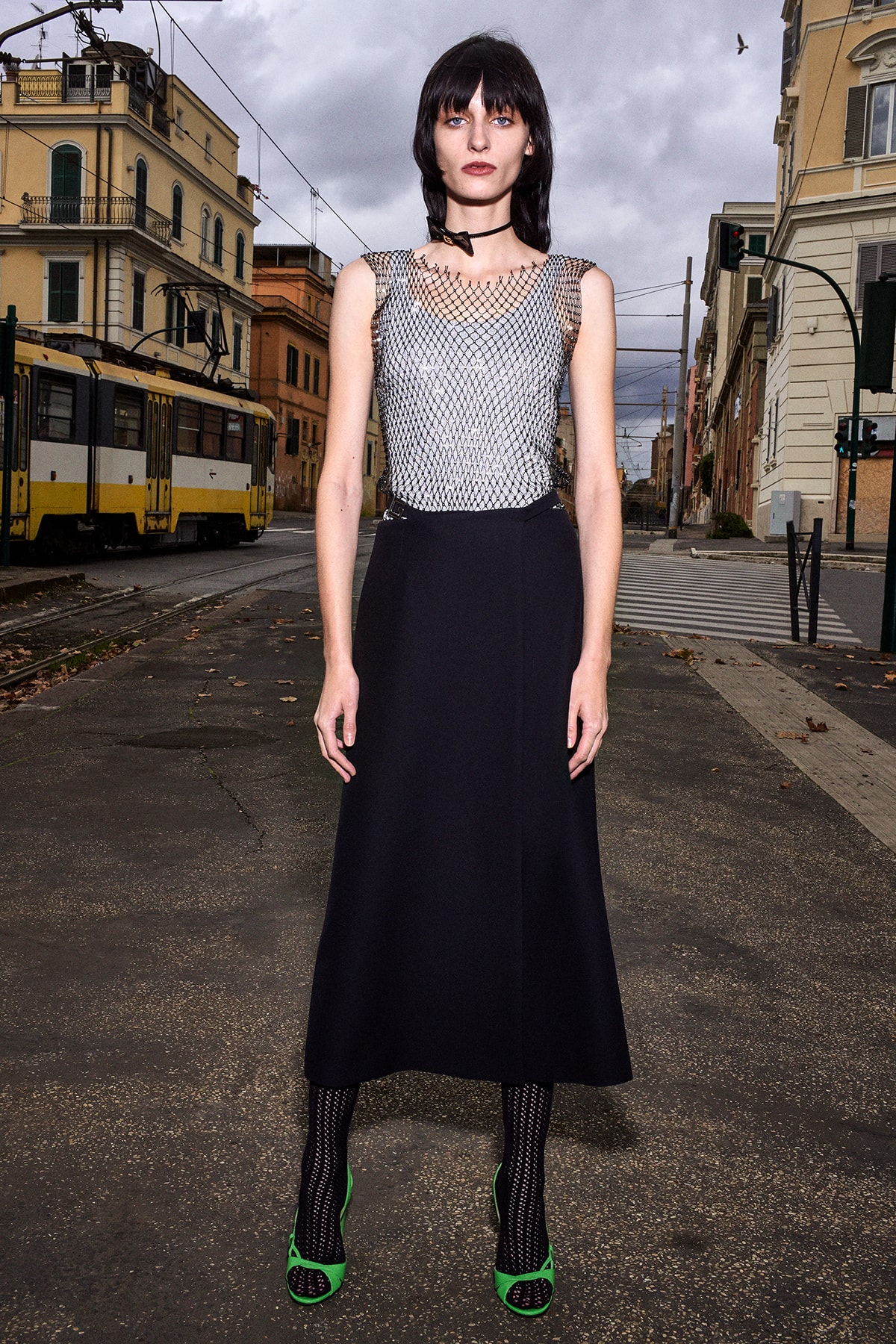 Gucci Pre-Fall 2020 Collection Lookbook Silver Mesh Dress Black