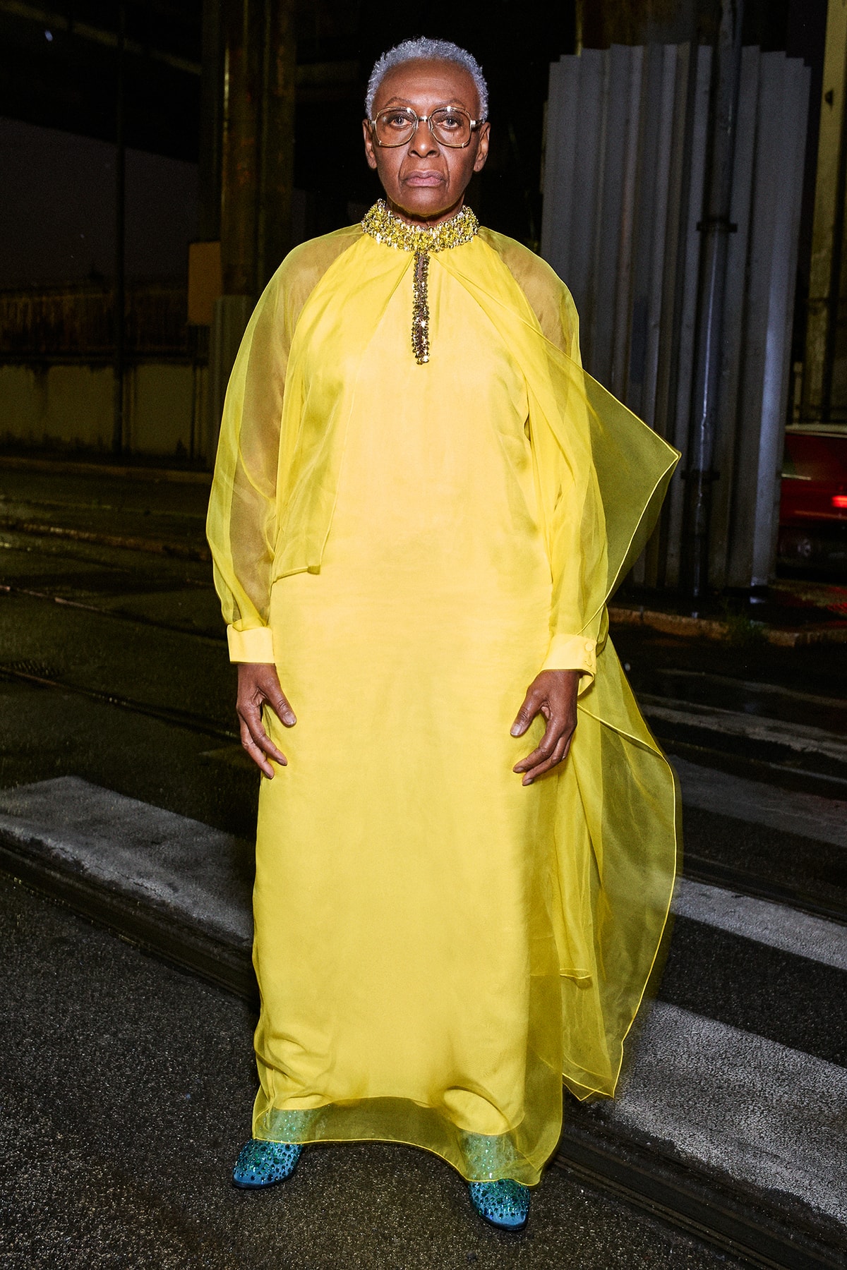 Gucci Pre-Fall 2020 Collection Lookbook Organza Dress Cape Yellow