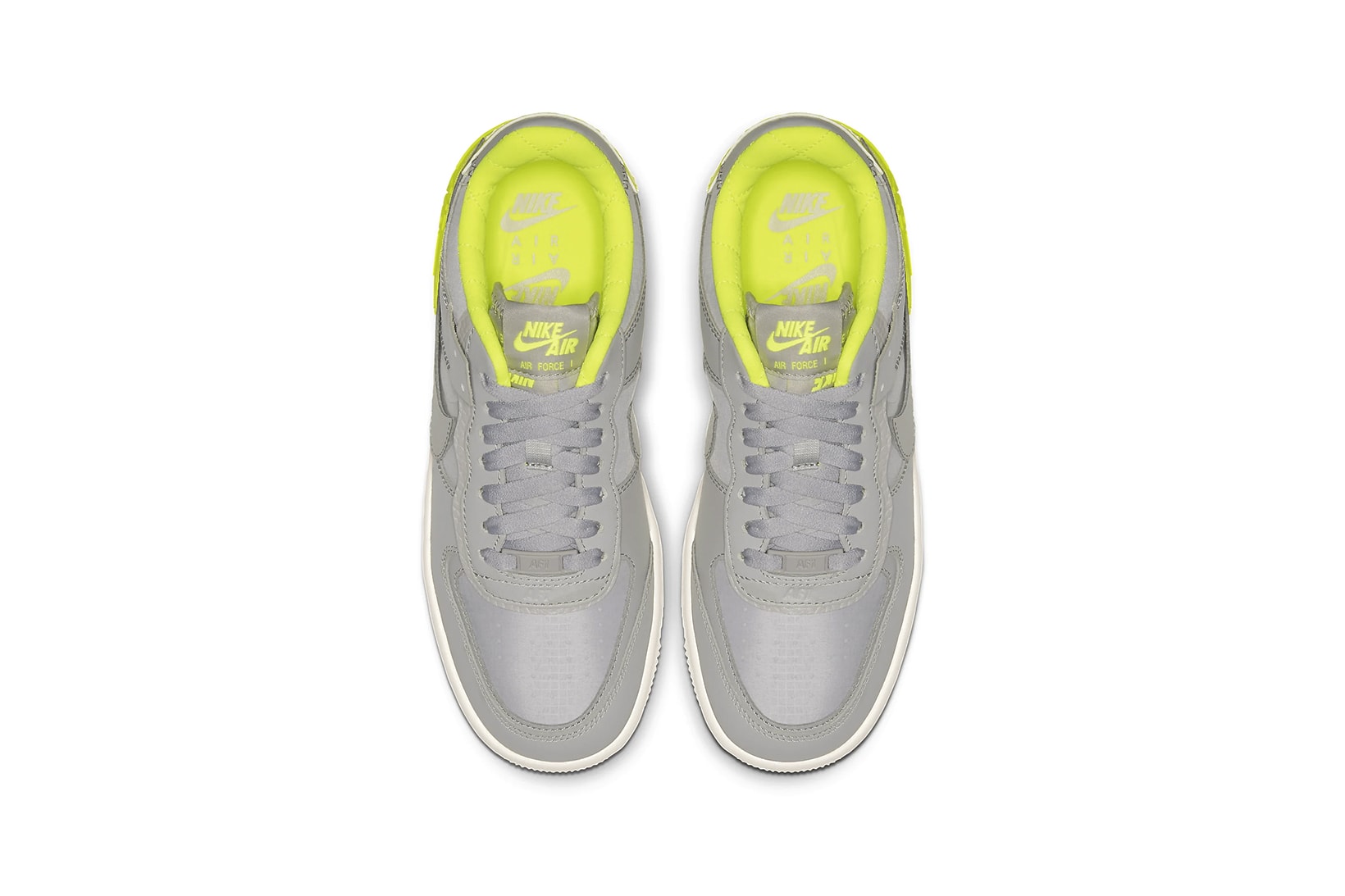 nike air force 1 shadow womens sneakers grey neon yellow shoes footwear sneakerhead 