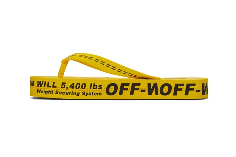 Off-White Yellow Industrial Strap Flip Flop Sandals Logo Thong Footwear Virgil Abloh 