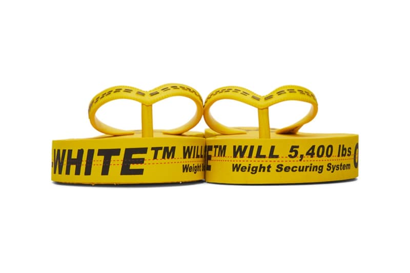 Off-White Yellow Industrial Strap Flip Flop Sandals Logo Thong Footwear Virgil Abloh 