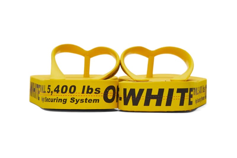 Off-White Yellow Industrial Strap Flip Flop Sandals Logo Thong Footwear Virgil Abloh 