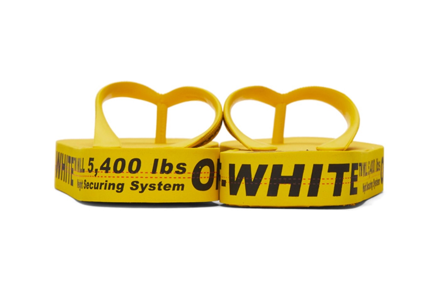 Off-White Yellow Industrial Strap Flip Flop Sandals Logo Thong Footwear Virgil Abloh 