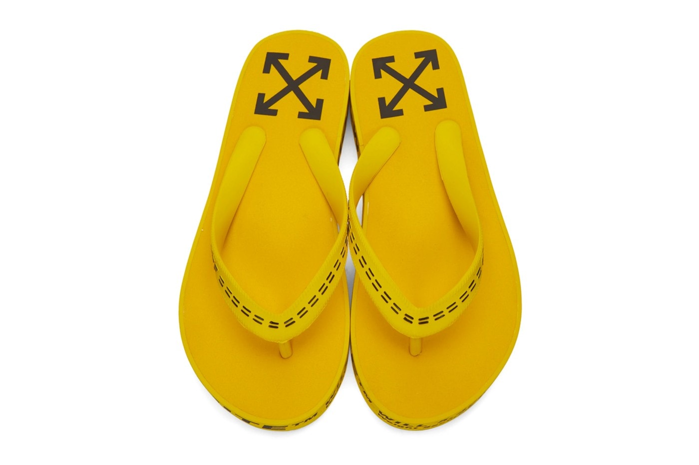 Off-White Yellow Industrial Strap Flip Flop Sandals Logo Thong Footwear Virgil Abloh 