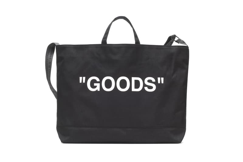 Off-White Logo Tote Bag Virgil Abloh "GOODS" Black Purse Industrial Strap