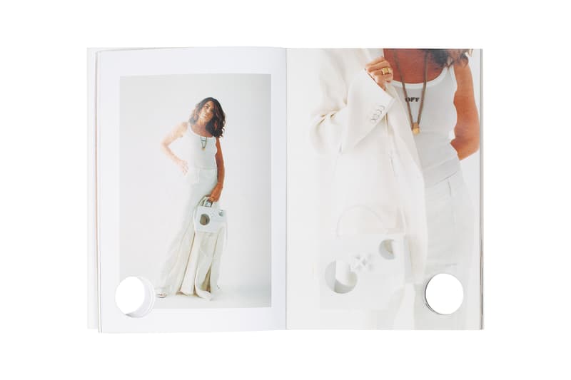 off white virgil abloh perforated book meteor bag spring summer 2020 model tank top blazer pants