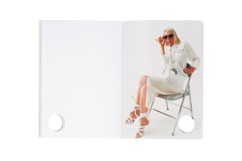 off white virgil abloh perforated book meteor bag spring summer 2020 model shades skirt shirt heels
