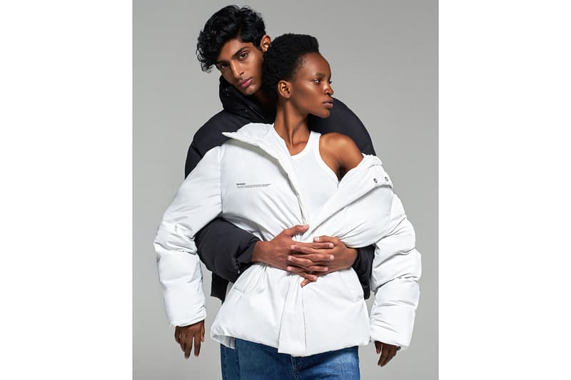 pangaia flwrdwn puffer jackets winter white black navy blue hood sustainable cruelty free recycle fashion
